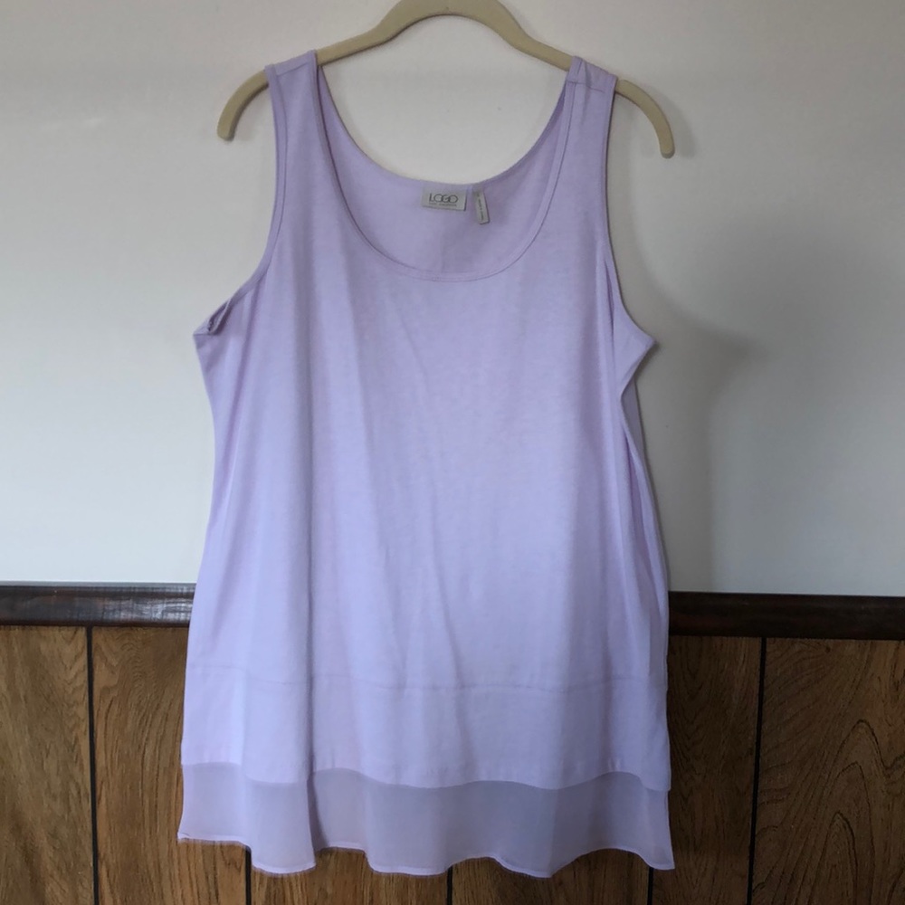 LOGO solid tank with chiffon trim